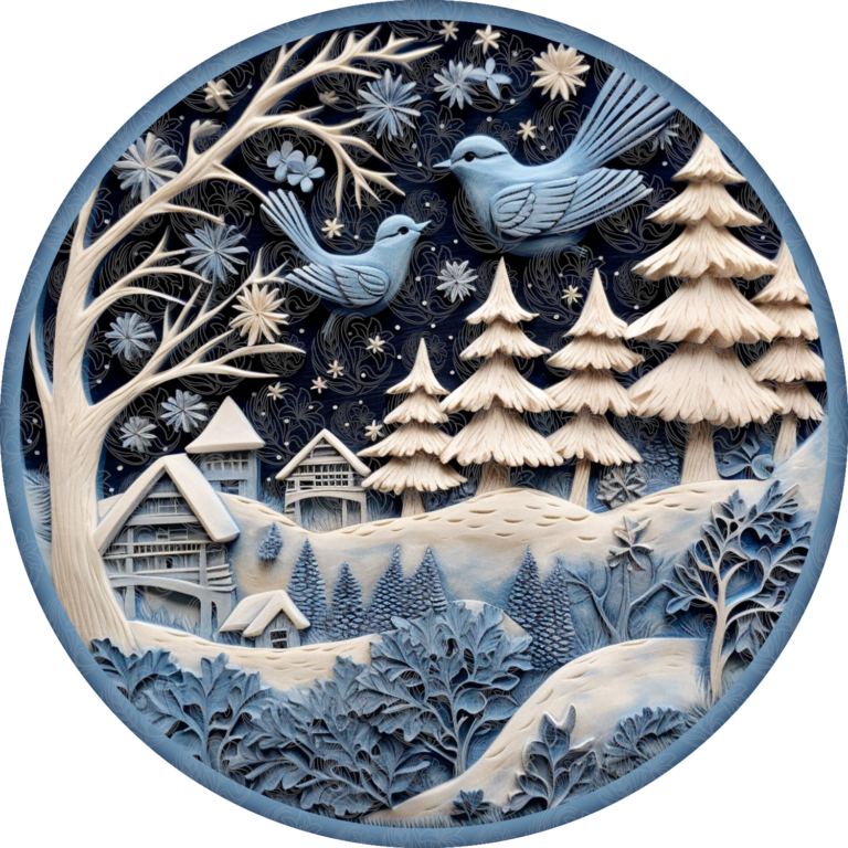 Wood Carving Effect Winter Scene – GBH21885